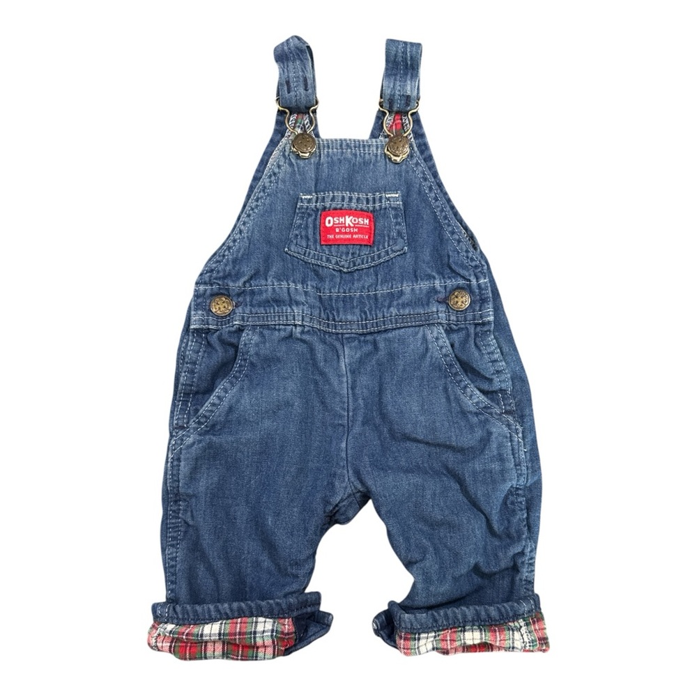 Oshkosh B'gosh Overalls Baby Boy Infant size 3-6 Month VINTAGE Jean LINED Romper